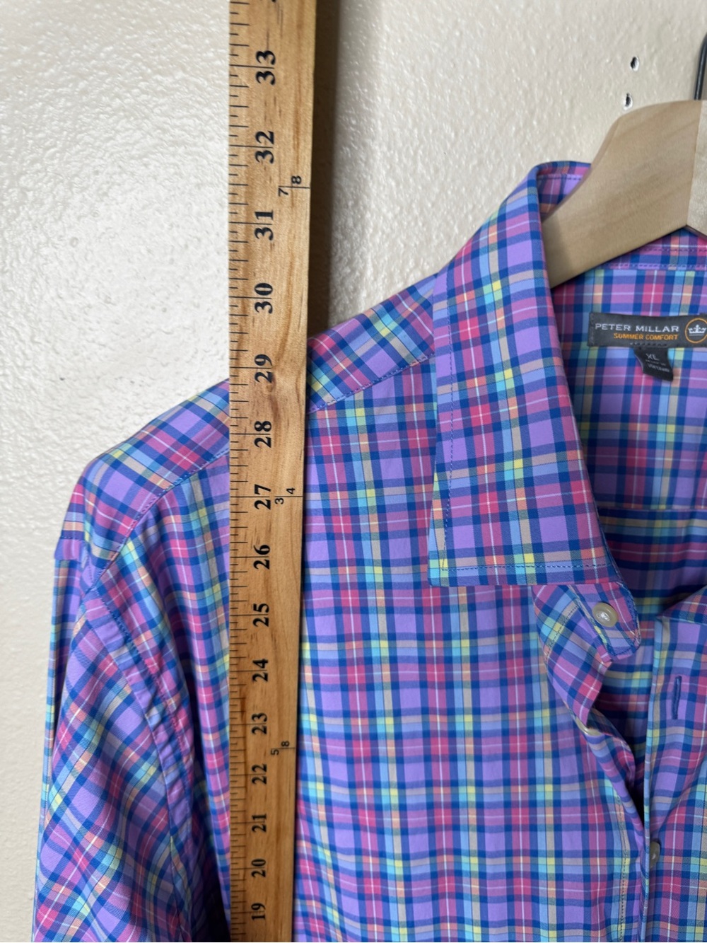 Peter Millar Mens XL Summer Comfort Button Up Shirt Multicolor Plaid Stretch - Picture 5 of 7